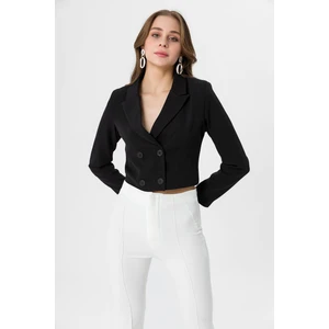 Kadın Kısa Düğme Kapamalı Blazer Ceket