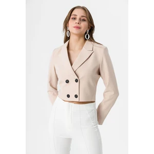 Kadın Kısa Düğme Kapamalı Blazer Ceket