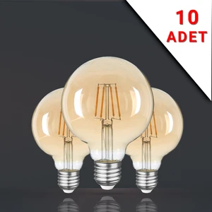 10 Adet LED Filamanlı E27 Rustik Ampul 6 Watt 2500K Gün Işığı G95