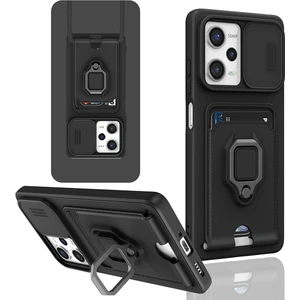 M.TK Moveteck Xiaomi Redmi Note 12 Pro 5g Uyumlu Kılıf Kamera Lens Korumalı Kızak Sürgülü Lens Yüzüklü Kartvizitli Zuma Ip Askılı Silikon