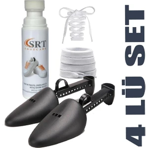 4lü Set Beyaz Deri ve Kumaş Ayakkabı Boyası 75ML Telli Ayakkabı Kalıbı 2çift K111-K103 120CM Bağ