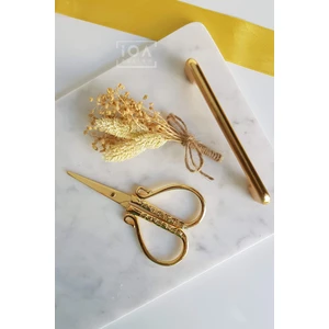 IOA Design Söz / Nişan Makası Altın Renk + Doğal Renk Kuru Çiçek