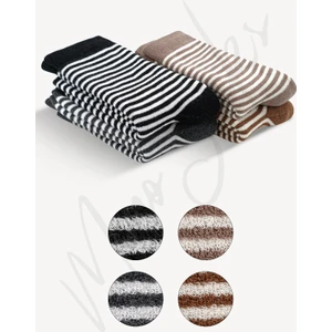 Mono Socks 4'lü Pamuklu Çizgili Kalın Kışlık Havlu Termal Çorap