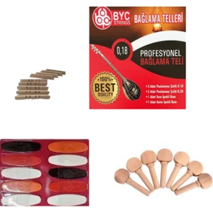 Harmoni Strings Bağlama Teli (0,18 Kısa Sap) 7 Adet Akgürgen Burgu + 10 Adet Mızrap + 3 Adet Eşik