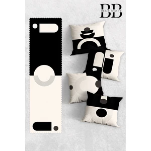 Belle Benoit Çift Tarafı 3D Dijital Baskılı 4'lü Yastık Kılıfı Kırlent Kılıfı ve Amerikan Servis Runner Set