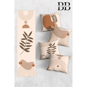 Belle Benoit Çift Tarafı 3D Dijital Baskılı 4'lü Yastık Kılıfı Kırlent Kılıfı ve Amerikan Servis Runner Set