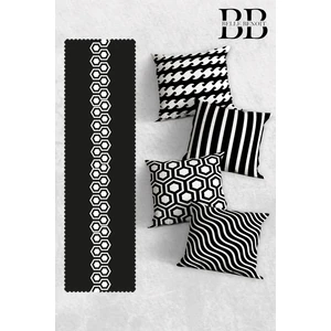Belle Benoit Çift Tarafı 3D Dijital Baskılı 4'lü Yastık Kılıfı Kırlent Kılıfı ve Amerikan Servis Runner Set