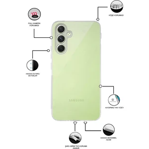 Samsung Galaxy A54 ile Uyumlu Kapak Kamera Korumalı Tıpalı Şeffaf Silikon Kılıf