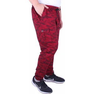 Battal Beden 2ip Likralı Eşofman Altı Honeycomb Camouflage 23502 Bordo