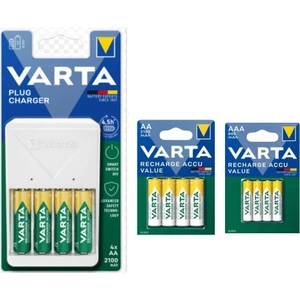 57657 Plug Şarj Cihazı + Varta 2100 Mah Şarjlı Aa Kalem Pil + 800 Mah Aaa Ince Pil Aydos