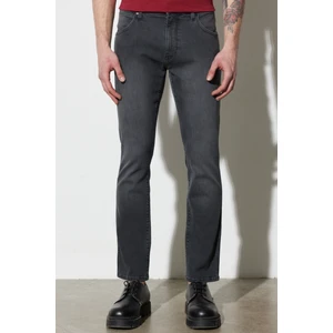 Slim Fit Dar Kesim Düşük Bel Taşlamalı Gri Esnek Larston Jean Denim Kot Pantolon
