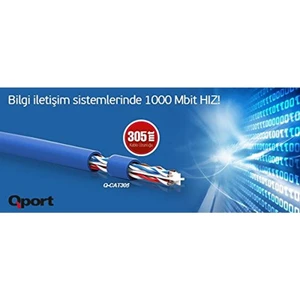 Q CAT305M 305 Metre Utp 23AWG 0.57MM Mavi Network Ağ Ka Blosu