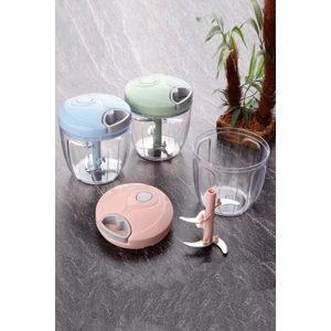 Berdina Home Pratik Ipli El Rondosu 5 Çelik Bıçaklı Büyük Boy Sebze Meyve Et Soğan Doğrayıcı Blender Rende Mavi