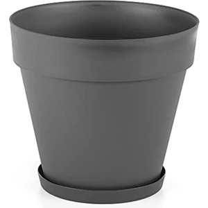 YS05 Yalı Saksı Drenaj Aparatlı Tabaklı Dekoratif Saksı 28CM, 10 Litre Antrasit