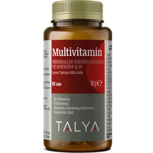 Multivitamin İçeren Takviye Edici Gıda (Mineraller, Kırmızı Ginseng ve Koenzim Q10), 60 Tablet