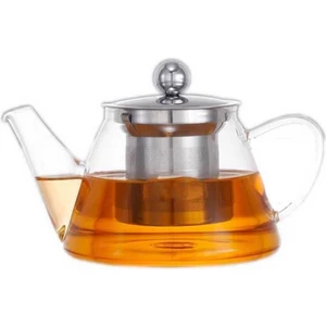 Cam Bitki Çayı Demliği 500 ml - Çelik Süzgeçli Demlik