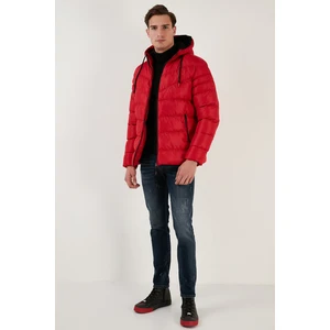 Peluş Astarlı Kapüşonlu Fermuarlı Slim Fit Şişme Mont Erkek Mont 5762010