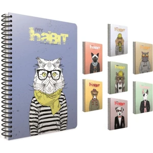 Habit A4 Spiralli Karton Kapak Defter 80 Yaprak Kareli (4 Lü Paket) 4393