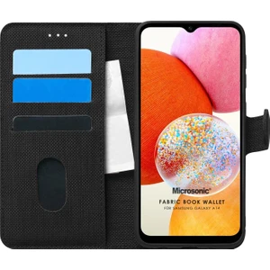 Samsung Galaxy A14 Kılıf Fabric Book Wallet Siyah