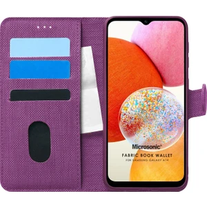 Samsung Galaxy A14 Kılıf Fabric Book Wallet Mor