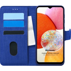 Samsung Galaxy A14 Kılıf Fabric Book Wallet Lacivert