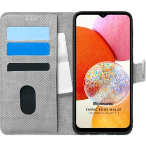 Samsung Galaxy A14 Kılıf Fabric Book Wallet Gri
