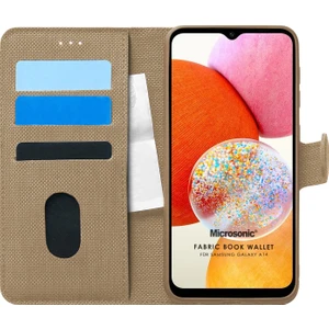 Samsung Galaxy A14 Kılıf Fabric Book Wallet Gold