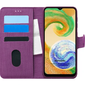 A04 Kılıf Fabric Book Wallet Mor