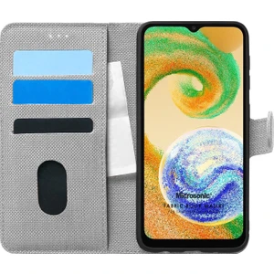 A04 Kılıf Fabric Book Wallet Gri