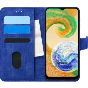 Samsung Galaxy A04S Kılıf Fabric Book Wallet Lacivert