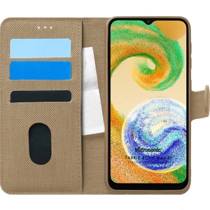 Samsung Galaxy A04S Kılıf Fabric Book Wallet Gold