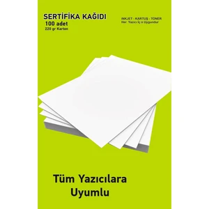 Kartuşlu Mürekkepli Tüm Yazıcılara Uygun 100'LÜ Kalın Sertifika Vb Için 220 gr Kağıt