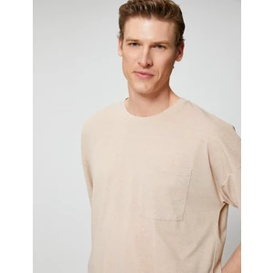 Koton Basic Oversize Tişört Cep Detaylı Bisiklet Yaka Yarım Kollu