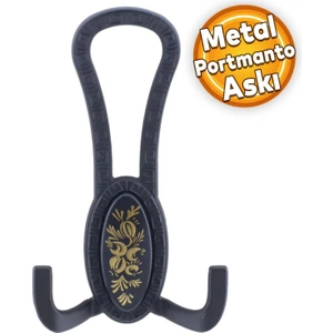 Palmira Portmanto Vestiyer Duvar Askısı Metal Dolap Elbise Askılığı Mat Siyah Desenli
