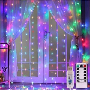 EC Shop Aguılas 2.5 x 2.5 Metre Saçaklı Rgb Perde LED Dekoratif Amaçlı Rgb Perde LED Rgb Renklı