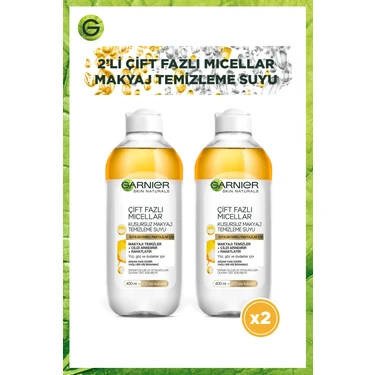 Garnier Çift Fazlı Micellar Kusursuz Makyaj Temizleme Suyu 400 ml x 2