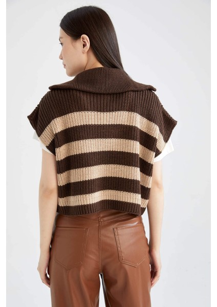 Oversize Fit Polo Yaka Yarım Fermuarlı Kazak V1963AZ22AU indirimleri