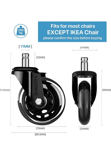 Ofis Tekerleklerini Değiştirir 5 Sandalye (Yurt Dışından) fiyatları