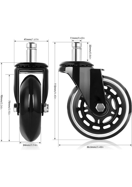 5 Ofis Koltuğu Tekerlek 11 x 22 mm (Yurt Dışından) fiyatları