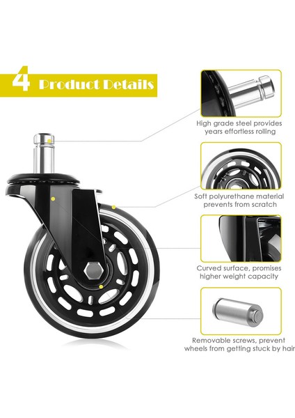 5 Ofis Koltuğu Tekerlek 11 x 22 mm (Yurt Dışından) fırsatları