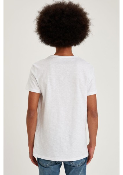 Slim Fit V Yaka Basic Kısa Kollu Pamuklu Penye Tişört M4791AZ21SP modelleri