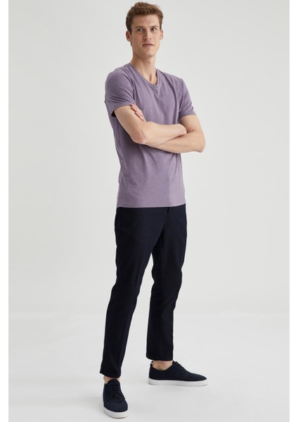 Slim Fit V Yaka Basic Pamuklu Penye Tişört M7669AZ21SP fiyatları