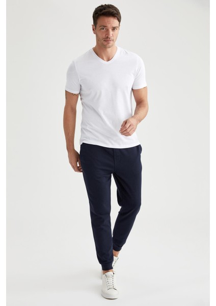 Slim Fit V Yaka Basic Pamuklu Penye Tişört M7668AZ21SP