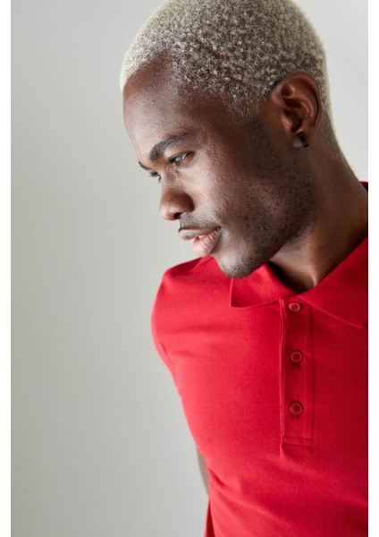 Regular Fit Polo Yaka Basic Kısa Kollu Pamuklu Penye Tişört M7676AZ21SP