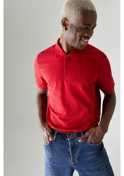 Regular Fit Polo Yaka Basic Kısa Kollu Pamuklu Penye Tişört M7676AZ21SP modelleri