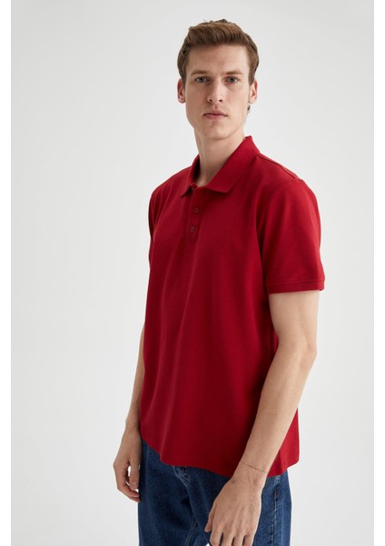 Regular Fit Polo Yaka Basic Kısa Kollu Pamuklu Penye Tişört M7676AZ21SP fırsatları