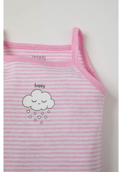 Kız Bebek Bulut Baskılı Çizgili Desenli Askılı Çıtçıtlı Body T8049A221SP modelleri