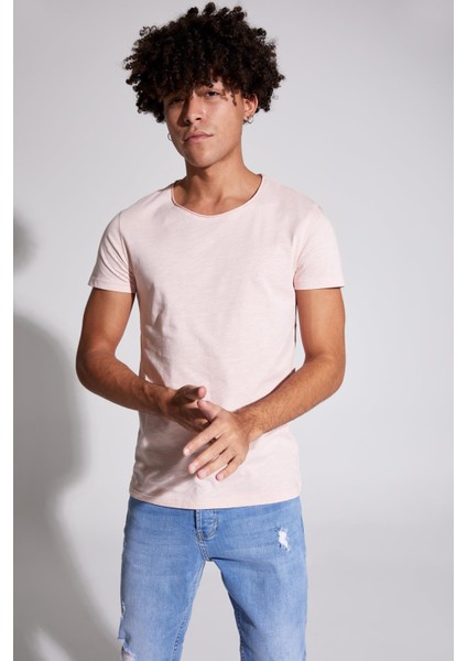 Slim Fit Bisiklet Yaka Basic Pamuklu Penye Tişört M4789AZ21SP