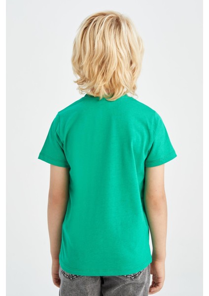 Erkek Çocuk Regular Fit Slogan Baskılı Bisiklet Yaka Kısa Kollu Pamuklu Tişört X4088A622SP fırsatları