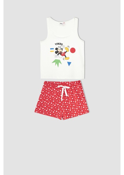Fall in Love Regular Fit Disney Mickey & Minnie Atlet Şort Pijama Takım X4900AZ22SM